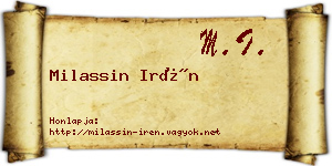 Milassin Irén névjegykártya