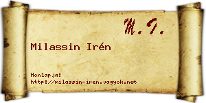 Milassin Irén névjegykártya